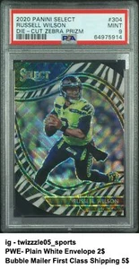 2020 Panini Select #304 Russell Wilson PSA 9 Die-Cut Zebra Prizm - Picture 1 of 2