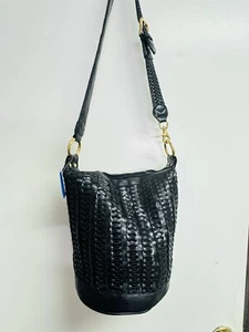 Genuine Leather Crossbody Round Bag Black Medium - Picture 1 of 7