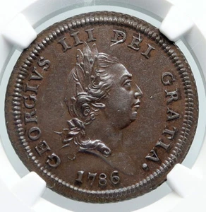 1786 ISLE of MAN Antique King George III TRISKELES 1/2 Penny Coin NGC i91322 - Picture 1 of 5