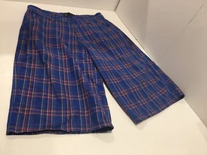 G Unit Men Plaid Shorts, blue Yellow And red Size 34 x 15 Pre-owned. - Picture 1 of 8