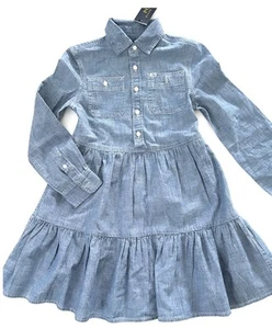 NWT, Girls Polo Ralph Lauren Blue Chambray Shirt Dress. Size 8. Eu 140 - Picture 1 of 2