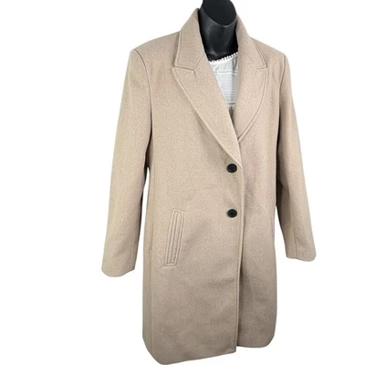 Preppy Winter Academia Zara Soft Camel Two Button Front Coat Women’s L Midi Fall - Image 1 of 4