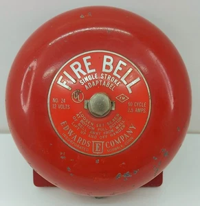 Vintage Edwards Company Fire Alarm Bell Single Stroke Adaptabel Red Collectible  - Picture 1 of 8