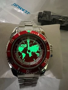 Juanlio 65309, map of the world classic, superluminous,40mm, jubilee Band,men’s - Picture 1 of 10