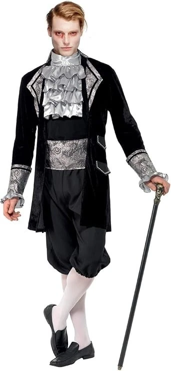 Mens Fever Baroque Vampire Costume Adult Masquerade Halloween Fancy Dress Outfit