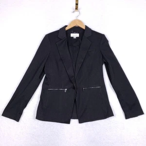 Blazer Calvin Klein gessato antracite taglia 10 elasticizzato slim fit zip tasca giacca - Foto 1 di 11