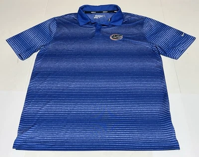 Nike Golf Florida Gators Polo Hombres L Azul Blanco Rayas Dri FIt UF NCAA Foto 1 de 4