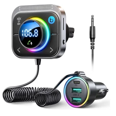  66W Bluetooth 5.4 Car Adapter Aux with 3 Charging Ports【PD 30W & 2 * Black - image 1 of 4