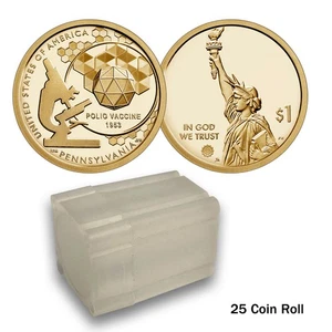 2019 S American Innovation Pennsylvania Polio Vaccine Proof Dollar Münzrolle - Bild 1 von 1