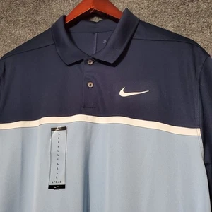 Nike Dri-Fit Victory Color Block Polo Golf Shirt Blu Bianco Uomo Large Nuova con etichette Nuova - Foto 1 di 12