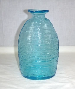 2003 Blenko Glass Ice Blue Strata Vase #2135L 9" H Etched Signature & Date - Picture 1 of 9