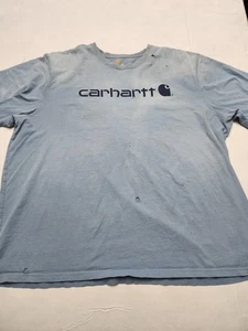 Camisa Carhartt Para Hombres 3XL Azul Ajuste Original Logo Gráfico Manga Corta Envejecida - Imagen 1 de 12