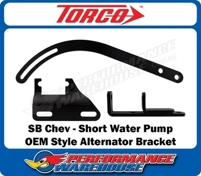 Small Block Chev Short Water Pump Alternator Bracket Set Black Steel - Image 1 of 2