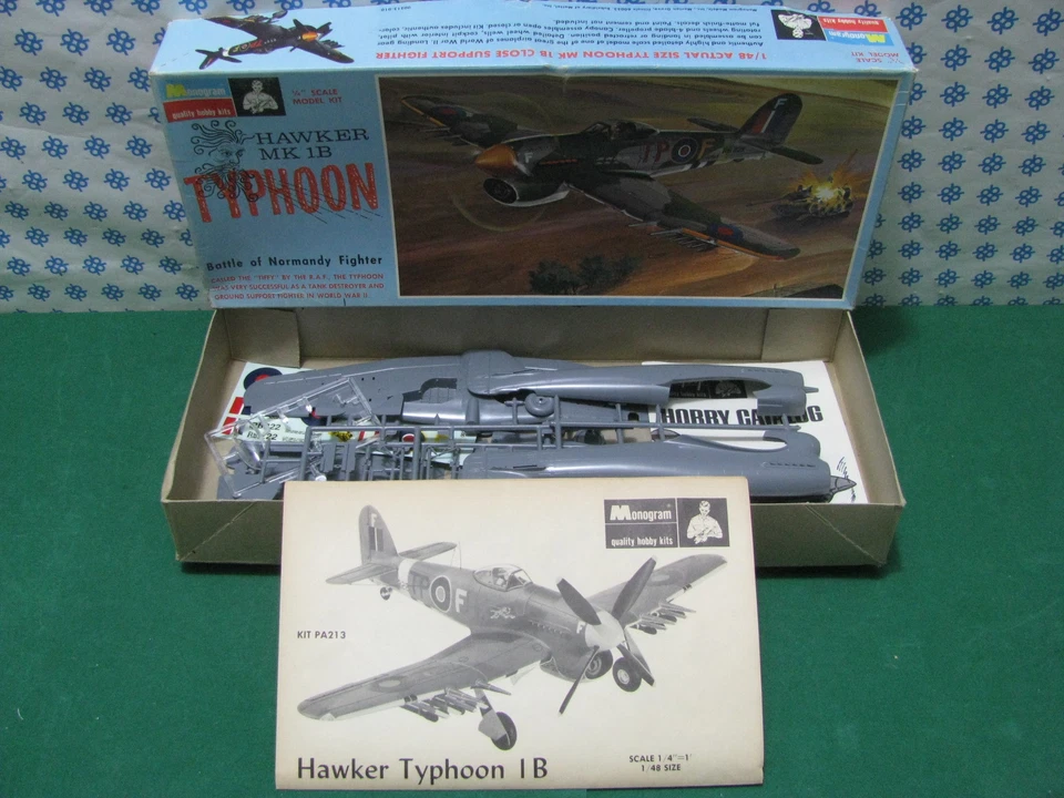 Rare  Vintage  Monogram  -  HAWKER  TYPHOON  MK1B   -  1/4"   Monogram  -  MIB - Immagine 1 di 1