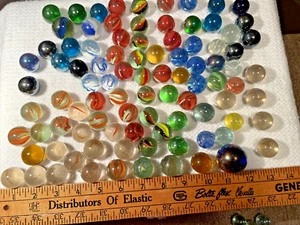 (93) Lot Vintage All Shooters Marble Collection Ribbon Mixed Different Sizes - Picture 1 of 14