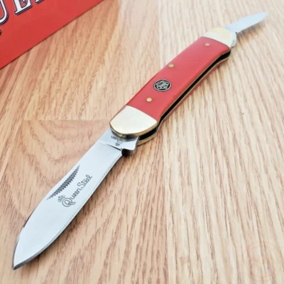 Faca de bolso Queen canoa lâminas de aço inoxidável vermelha cabo sintético liso N64R - Imagem 1 de 4