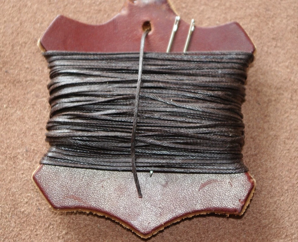 BELTS AND THINGS Strong Brown 1mm Thick Leather Sewing Hand Stitching Thread Waxed with 2 Needles