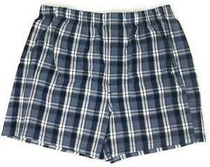 MENS SIZE MEDIUM BANANA REPUBLIC COTTON BOXER BLUE/GRAY PLAID NWT - Picture 1 of 1