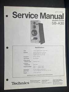 Technics SB-A30 Service Manual Speaker System Photocopy - Imagen 1 de 3