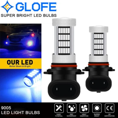 GLOFE Super Bright HB3 9005 LED Fog Light Bulbs Blue 92SMD High Power Projector - Image 1 of 4