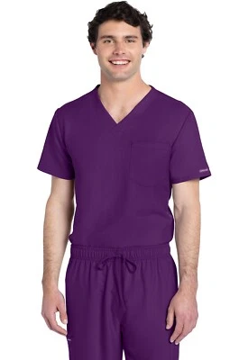 Cherokee WW Originals Scrubs Unisex V-Neck Top CK778A EGGN Eggplant Free Ship - Image 1 of 2