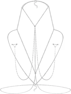Nipple Rings with Body Chain Waist Chest Chain 14G Nipple Piercing Barbell Ni... - Picture 1 of 1