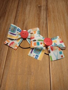 New School Supply Button Bow Set Hair Accessory - Picture 1 of 1