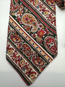 Lord & Taylor Men’s Necktie Red Orange Green Paisley - Picture 1 of 19