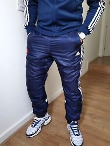 Men's Adidas Winter Work Trousers Shiny Nylon Very Warm Lining Blue Size Small