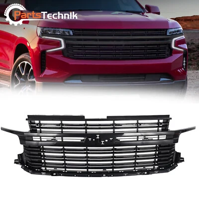 Fit For 2021-2024 Chevrolet Tahoe Suburban Front Bumper Grille Trim Gloss Black - Image 1 of 4