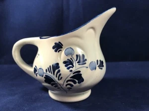 SIGNED DELFTS WHITE AND COBALT BLUE BLAUW WINDMILL DUTCH FLOWER CREAMER #789 - Picture 1 of 11