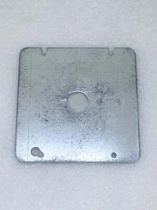 Crouse-Hinds 4 11/16" Acero Plano Blanco Cuadrado Caja Cubierta Placa con 1/2" Centro - Imagen 1 de 5