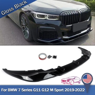 For 19-22 BMW G11 G12 740 750 M760i M Sport LCI R Style Black Front Lip Splitter — 第 1/4 张图片