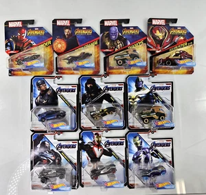 Hot Wheels MARVEL AVENGERS Character Cars LOT OF 10 Iron Man Thanos War Machine - Picture 1 of 12