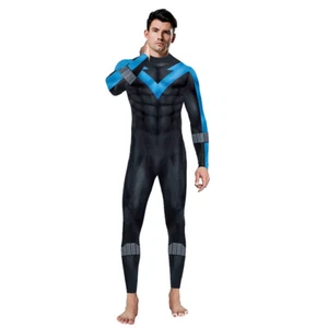 2 Style Nightwing Jumpsuit Robin 3D Bodysuit Cosplay Costume Halloween Adult Kid - Picture 1 of 10
