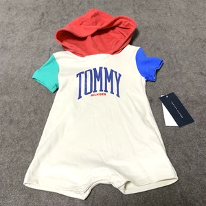 Tommy Hilfiger Baby Boys 6-9 Months One Piece Colorblock Hooded Shorts Romper - Picture 1 of 5