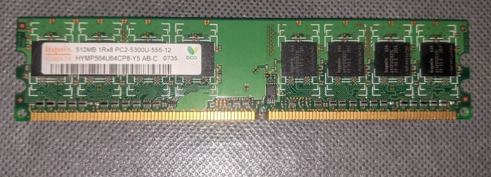 Hynix 512MB 1Rx8 PC2-5300U-555-12 HYMP564U64BP8-Y5 AB-C Memory Ram - Image 1 of 1