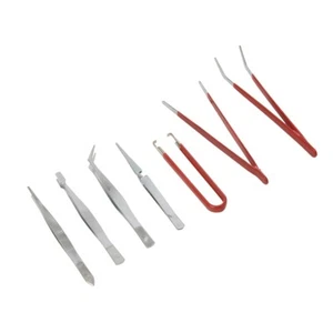 Silverline 7 Piece Tweezer Set Steel Crafts Jewellery Making Home - Picture 1 of 2
