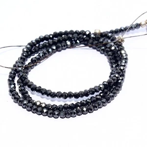 Natural Black Spinel Faceted Rondelle Beads 13 inch Briolette Loose Gemstone - Picture 1 of 5