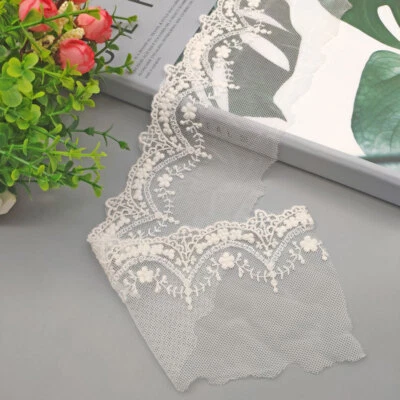3.5" Cotton Broderie Anglaise Lace Trim Off White Sewing Crafts Vintage Wedding - Image 1 of 4
