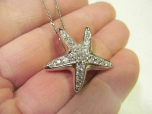 Ladies 1. Ct Lab-Created Diamond Starfish Star Pendant 14k White Gold Plated 925 - Picture 1 of 7