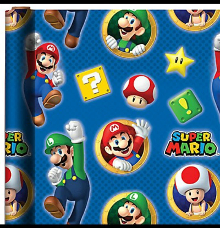 SUPER MARIO BROTHERS LUIGI WRAPPING PAPER FOLD FLAT GIFT WRAP ANY OCCASION 20 SF - Image 1 of 1
