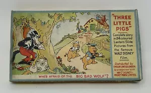 Magic Lantern Slides Set - Three Little Pigs Disney 1930s Boxed - Picture 1 of 3