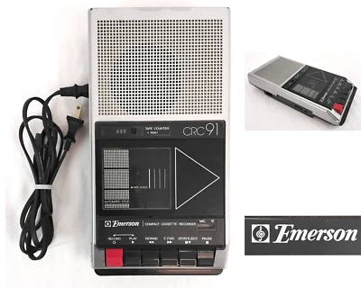 Reproductor de cinta grabadora de casete compacto Emerson CRC 91 con cable de alimentación de colección #W4040 Foto 1 de 4