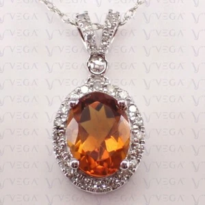 4.89ct Oval Cut Natural Citrine & Diamond Solid 14K White Gold Pendant No Chain - Picture 1 of 10