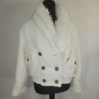 Free People Womens White Ivory Georgie Faux Fur Bomber Oversized jacket Size XS