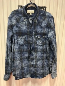 Ryan Michaels Men's Snap Button Sawtooth Pocket Shirt XL Blue Plaid Flannel - Picture 1 of 8