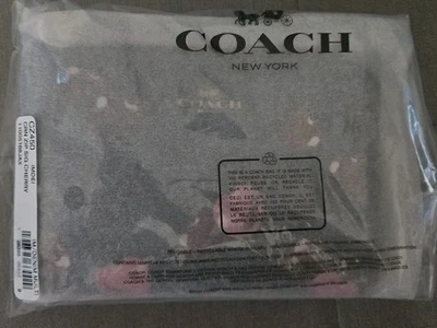 NWT Coach CZ450 Corner Zip Wristlet in Signature Canvas w/ Cherry Print ~ Denim - Image 1 of 4