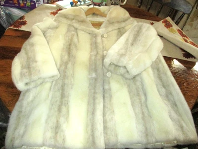 Abrigo de piel de visón vintage Jolipel imitación marfil, parcialmente forrado en cuero - método de piel Foto 1 de 4