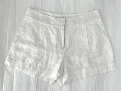 Theory 100% 亚麻 LOLANI 旅行短裤白色女式 4 码/W29 码 — 第 1/4 张图片